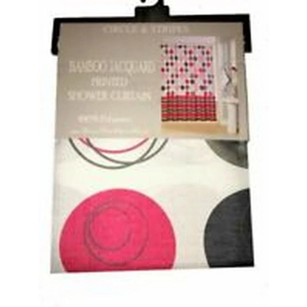 Circle Stripes Shower Curtain Fabric Cloth Bamboo Jacquard Red Black White